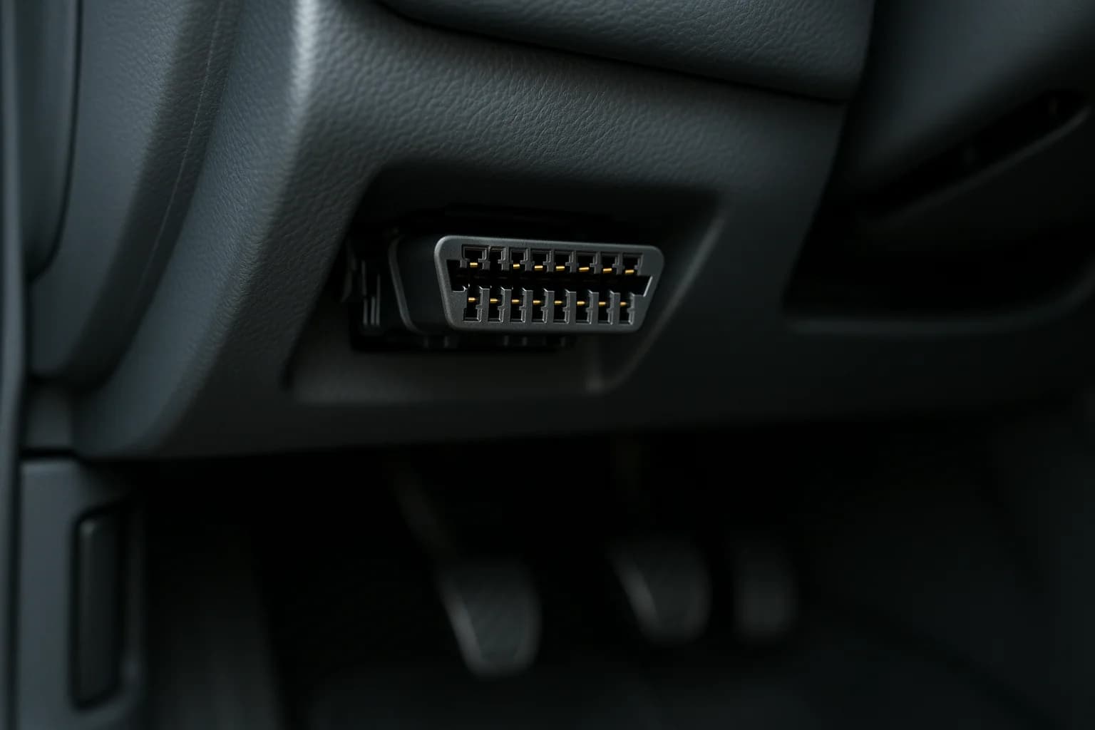Direksiyon altındaki OBD-II soketi